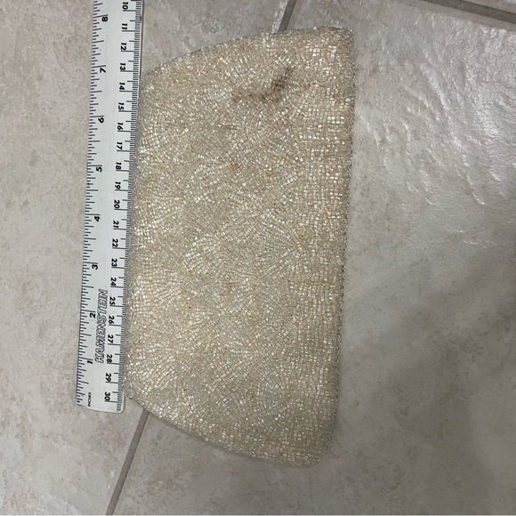 Vintage white beaded clutch see spot on back - Picture 2 of 6